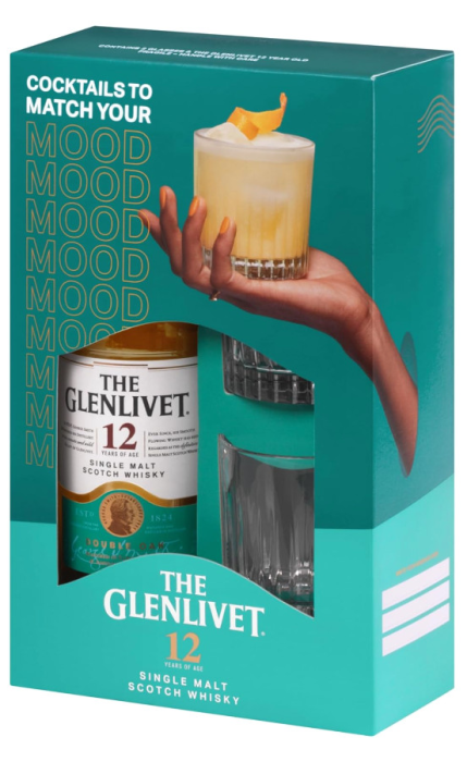 WHISKY GLENLIVET 12YO 0,7L + SZKLANKI