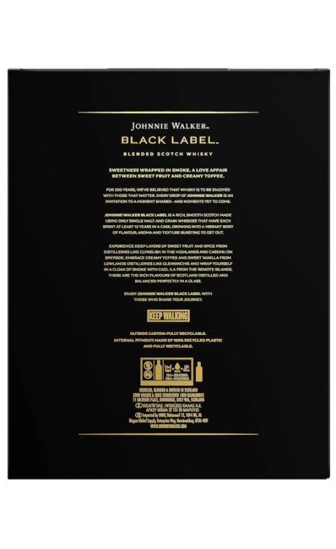 WHISKY JOHNNIE WALKER BLACK 0,7L + 2 SZKLANKI