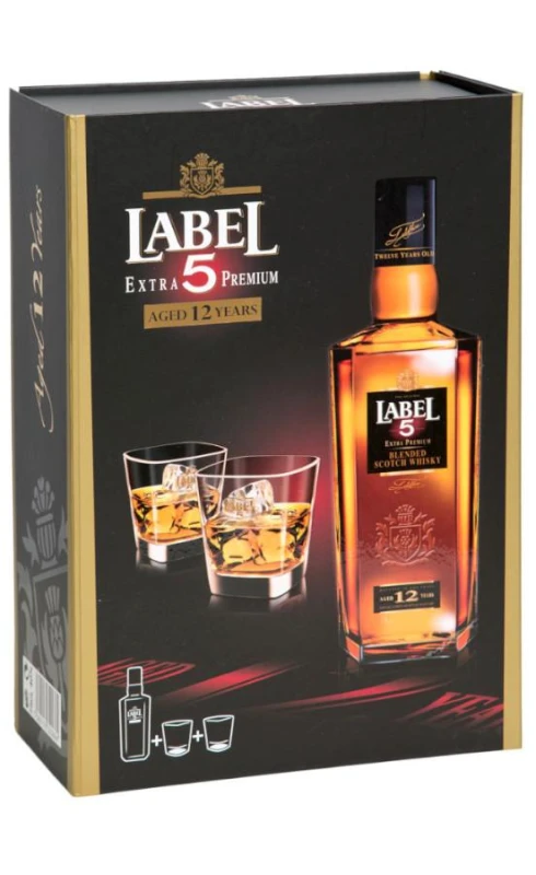 WHISKY LABEL 5 0,7L 40% + 2 SZKLANKI