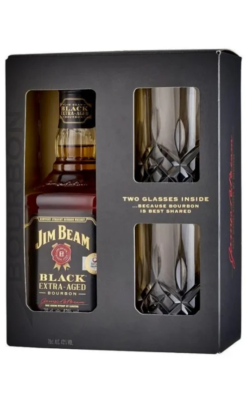 BOURBON JIM BEAM BLACK 0,7L+2SZKLANKI