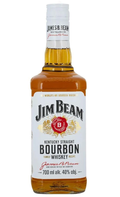Butelka amerykańskiego borubonu Jim Beam, o pojemności 700ml i objętości alkoholu 40%