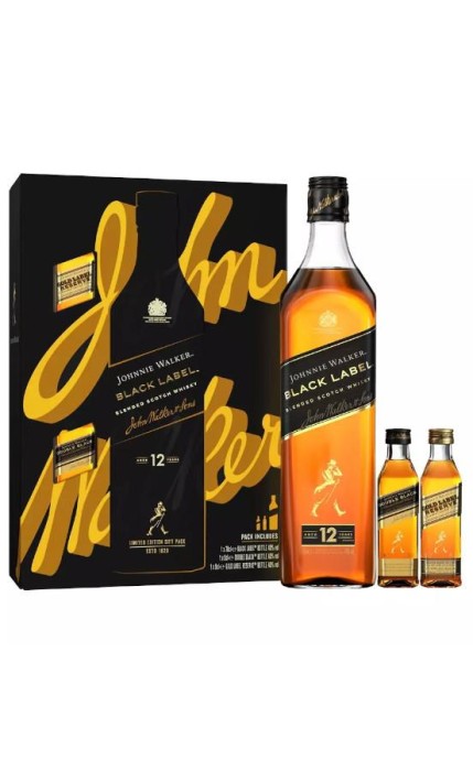 WHISKY JOHNNIE WALKER BLACK 0,7L + 2 MINI