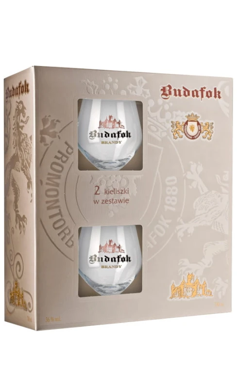 BRANDY BUDAFOK + 2  KIELISZKI 0,7L 36%