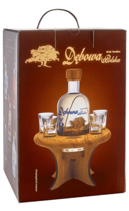 WÓDKA DĘBOWA 0,7L + STOLIK + 4 KIELISZKI