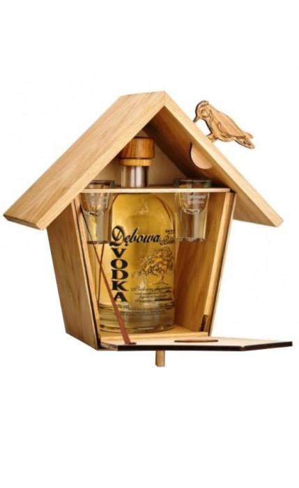 WÓDKA DĘBOWA BUDKA DLA PTAKÓW + 2 KIELISZKI  0,7L 40%