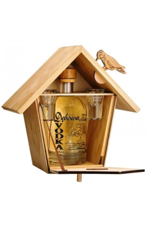 WÓDKA DĘBOWA BUDKA DLA PTAKÓW + 2 KIELISZKI  0,7L 40%