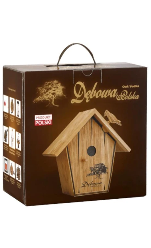 WÓDKA DĘBOWA BUDKA DLA PTAKÓW + 2 KIELISZKI  0,7L 40%