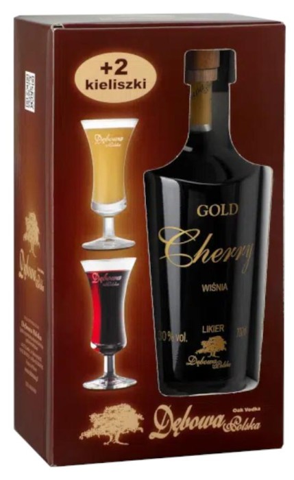 WÓDKA DĘBOWA GOLD CHERRY + 2 KIELISZKI 0,7L 30%
