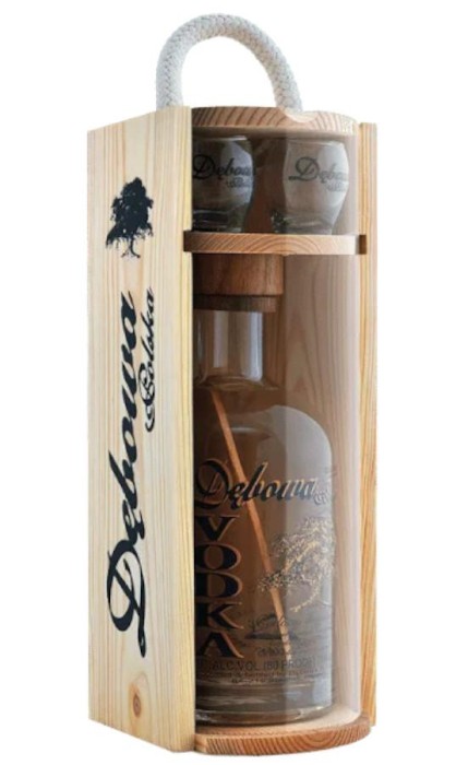 WÓDKA DĘBOWA W DREWNIE + KIELISZKI 0,7L 40%