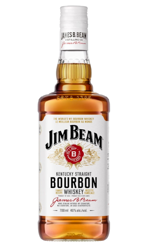Butelka amerykańskiego borubonu Jim Beam, o pojemności 700ml i objętości alkoholu 40%