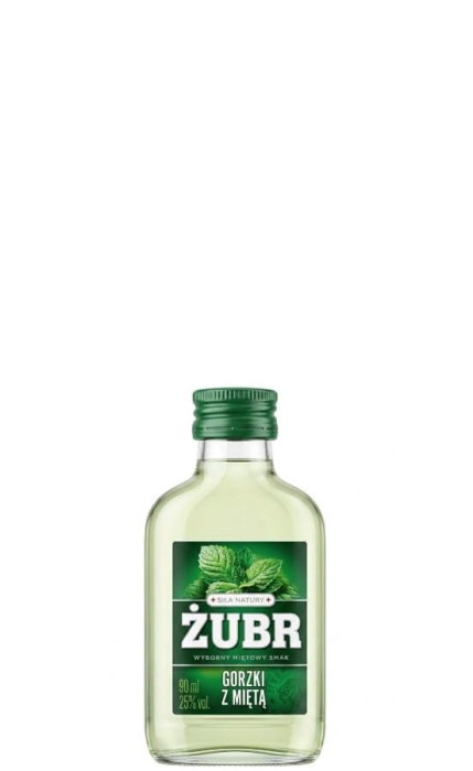 WÓDKA ŻUBR GORZKI Z MIĘTĄ 0,09L 25%
