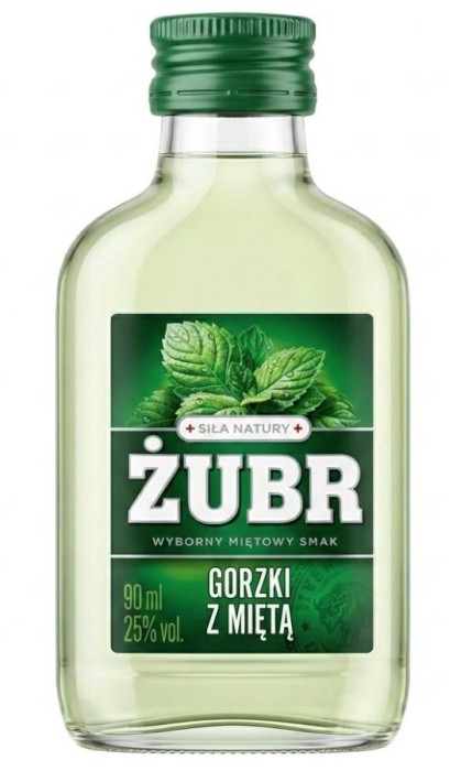 WÓDKA ŻUBR GORZKI Z MIĘTĄ 0,09L 25%