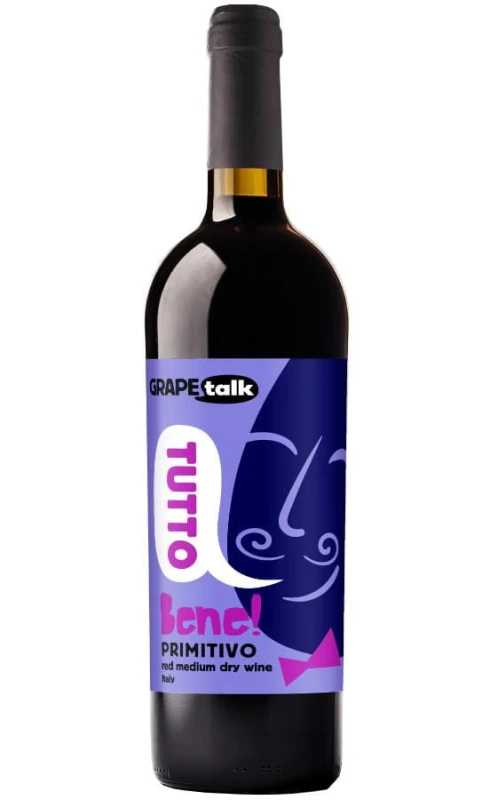 WINO GRAPE TALK PRIMITIVO CZERWONE PÓŁWYTRAWNE 750ML