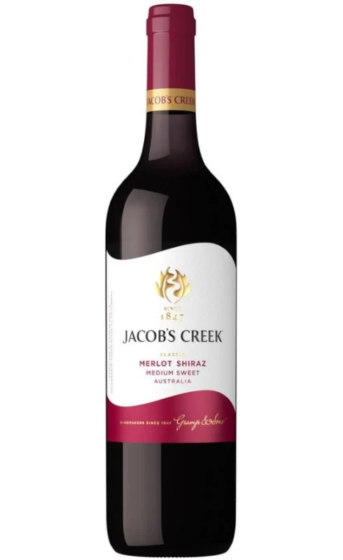 WINO JACOBS CREEK MERLOT SHIRAZ CZERWONE PÓŁSŁODKIE 750ML