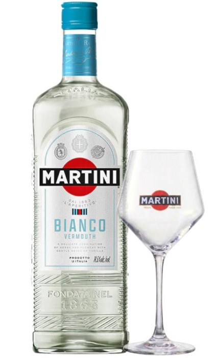 WINO MARTINI BIANCO + KIELISZEK 1L