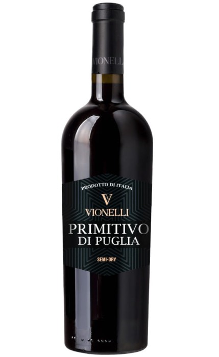 WINO VIONELLI PRIMITIVO DE PUGLIA CZERWONE PÓŁWYTRAWNE 750ML 14%