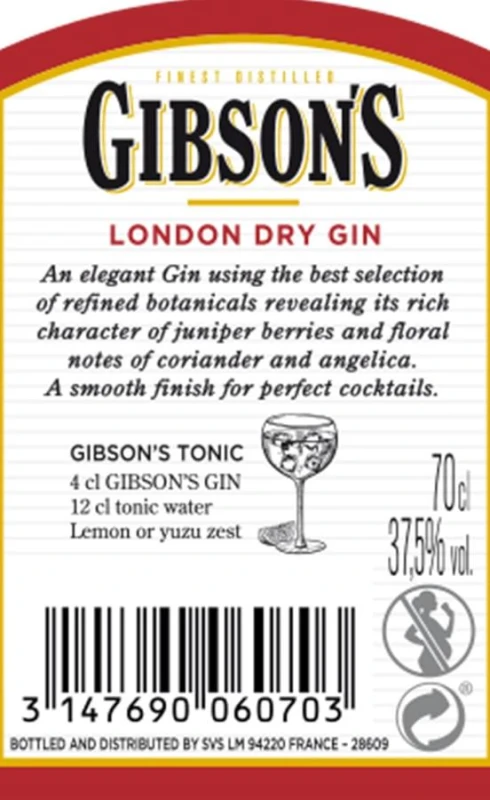 GIN GIBSONS LONDON DRY 0,05L