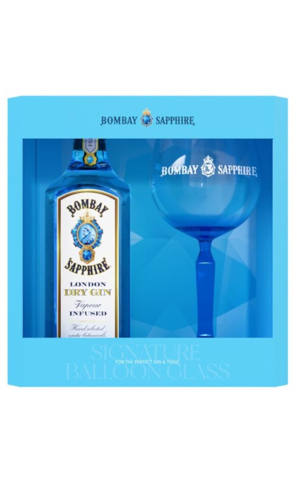 GIN BOMBAY SAPPHIRE 0,7L + KIELISZEK