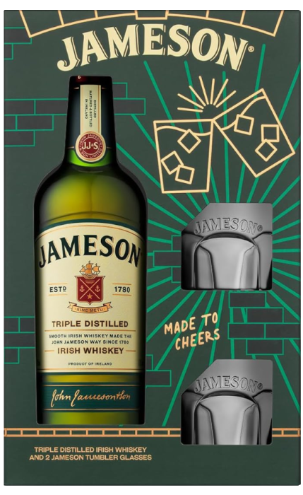 Jameson Irish Whiskey 700ml + 2 glasses