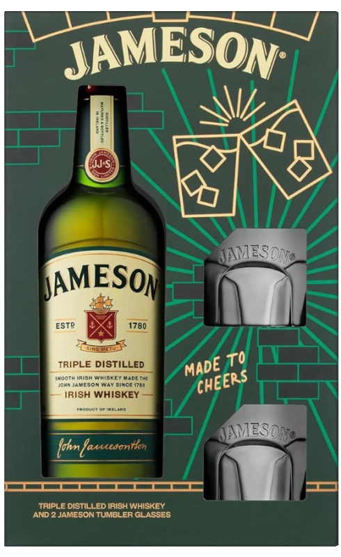 Jameson Irish Whiskey 700ml + 2 glasses