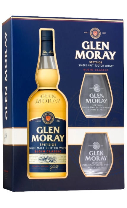 WHISKY GLEN MORAY 12YO 0,7L +2SZKL