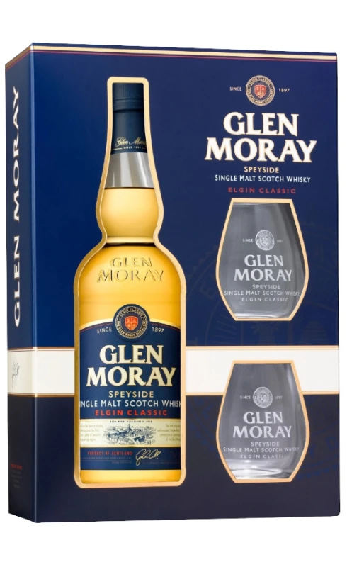WHISKY GLEN MORAY 12YO 0,7L +2SZKL